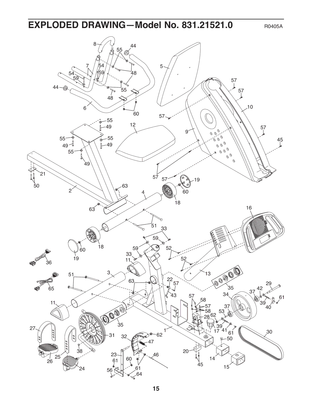 ProForm 831.21521.0 user manual Exploded DRAWING-Model No 