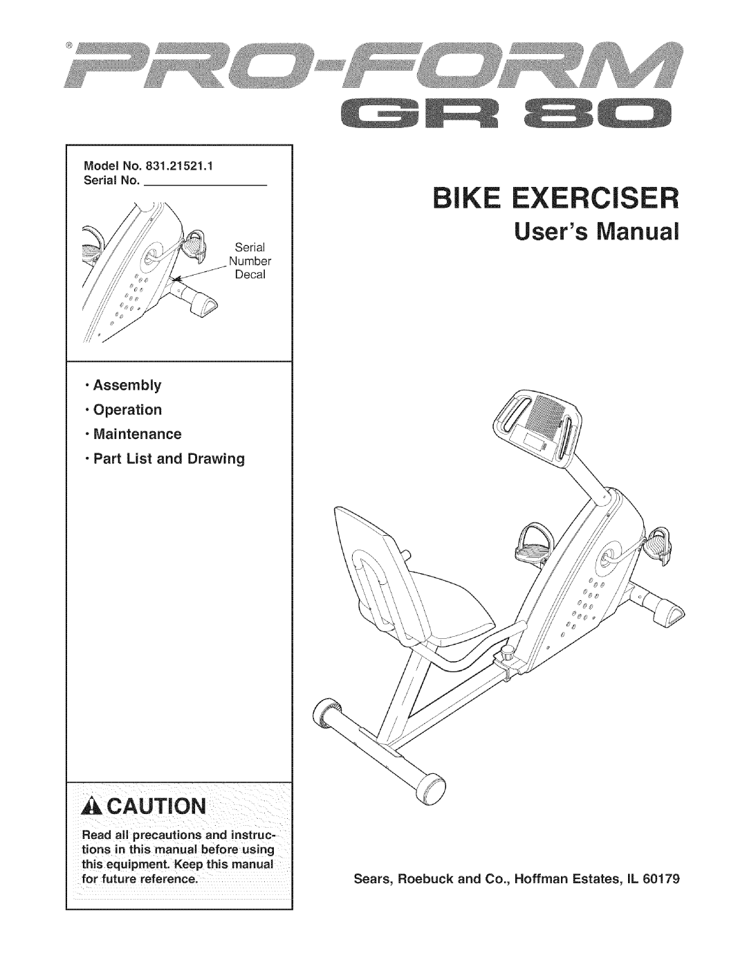 ProForm 831.21521.1 user manual Serial No, Read all precautions and instruc 