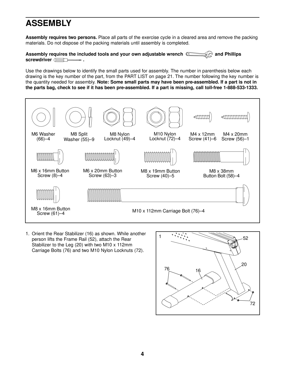 ProForm 831.215220 user manual Assembly 