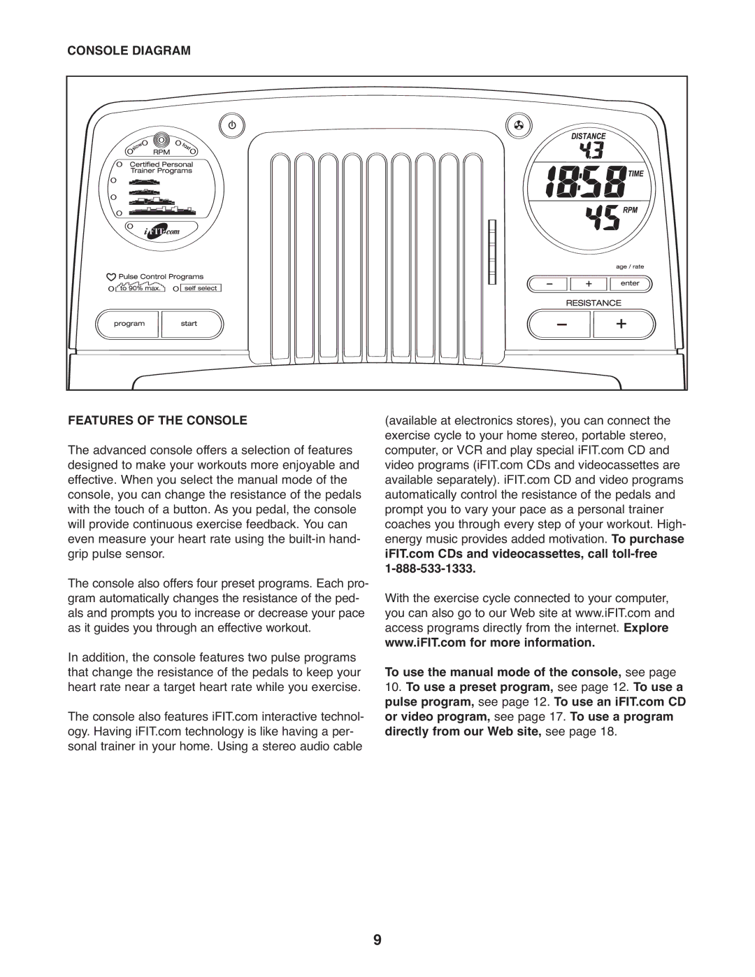 ProForm 831.21522.1 user manual Console Diagram Features of the Console 