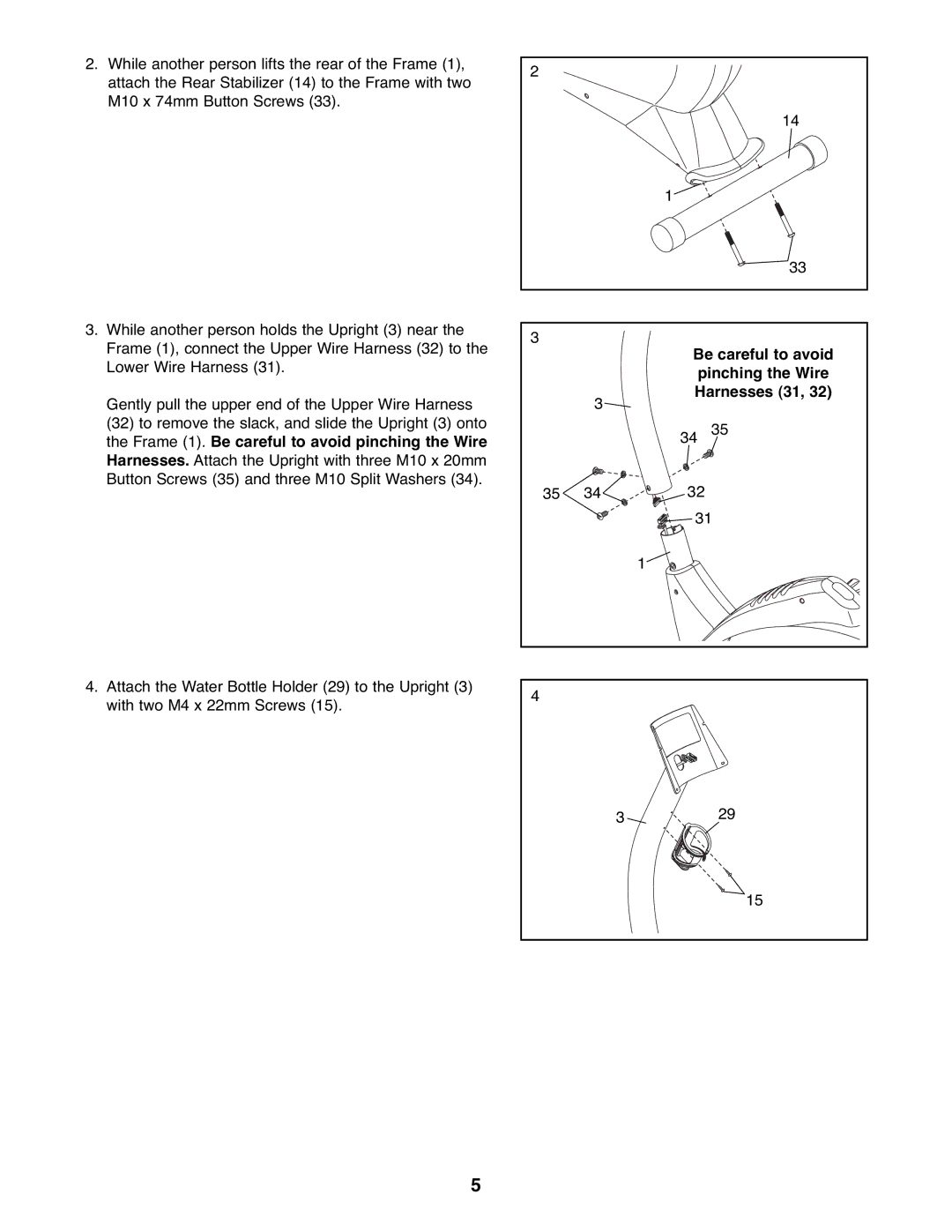 ProForm 831.21641.0 user manual Be careful to avoid pinching the Wire Harnesses 31 