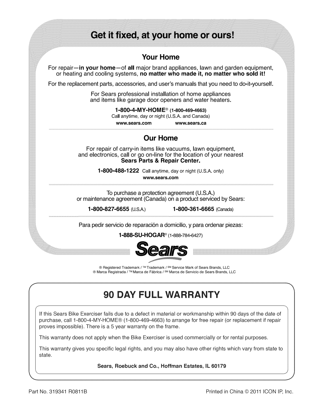 ProForm 831.21941.2 user manual DAY Full Warranty, Su-Hogar 