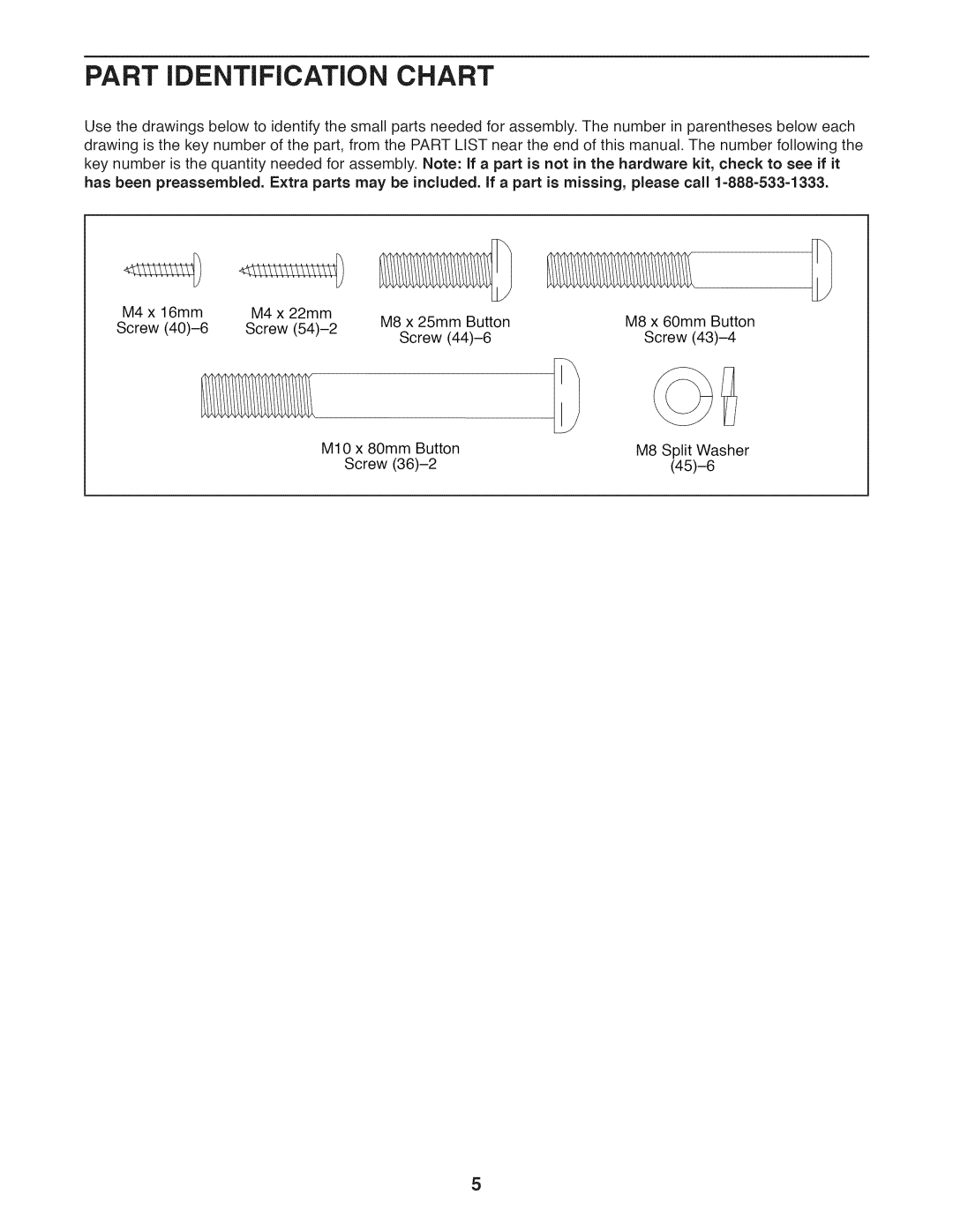 ProForm 831.21941.2 user manual Part iDENTiFiCATiON Chart 