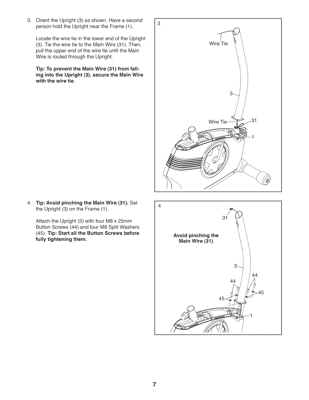 ProForm 831.21941.2 user manual Avoid pinching Main Wire 