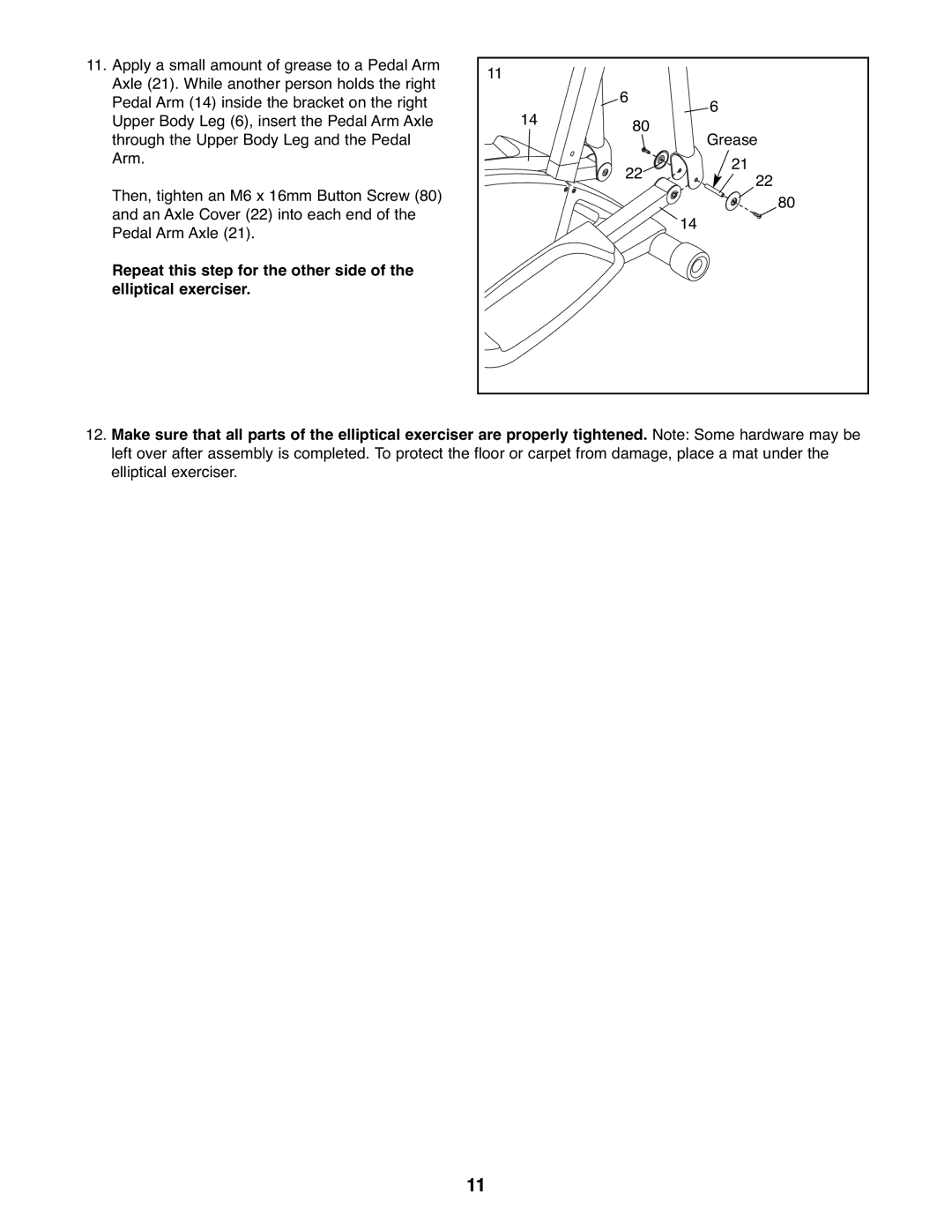 ProForm 831.23743.0 user manual Grease 