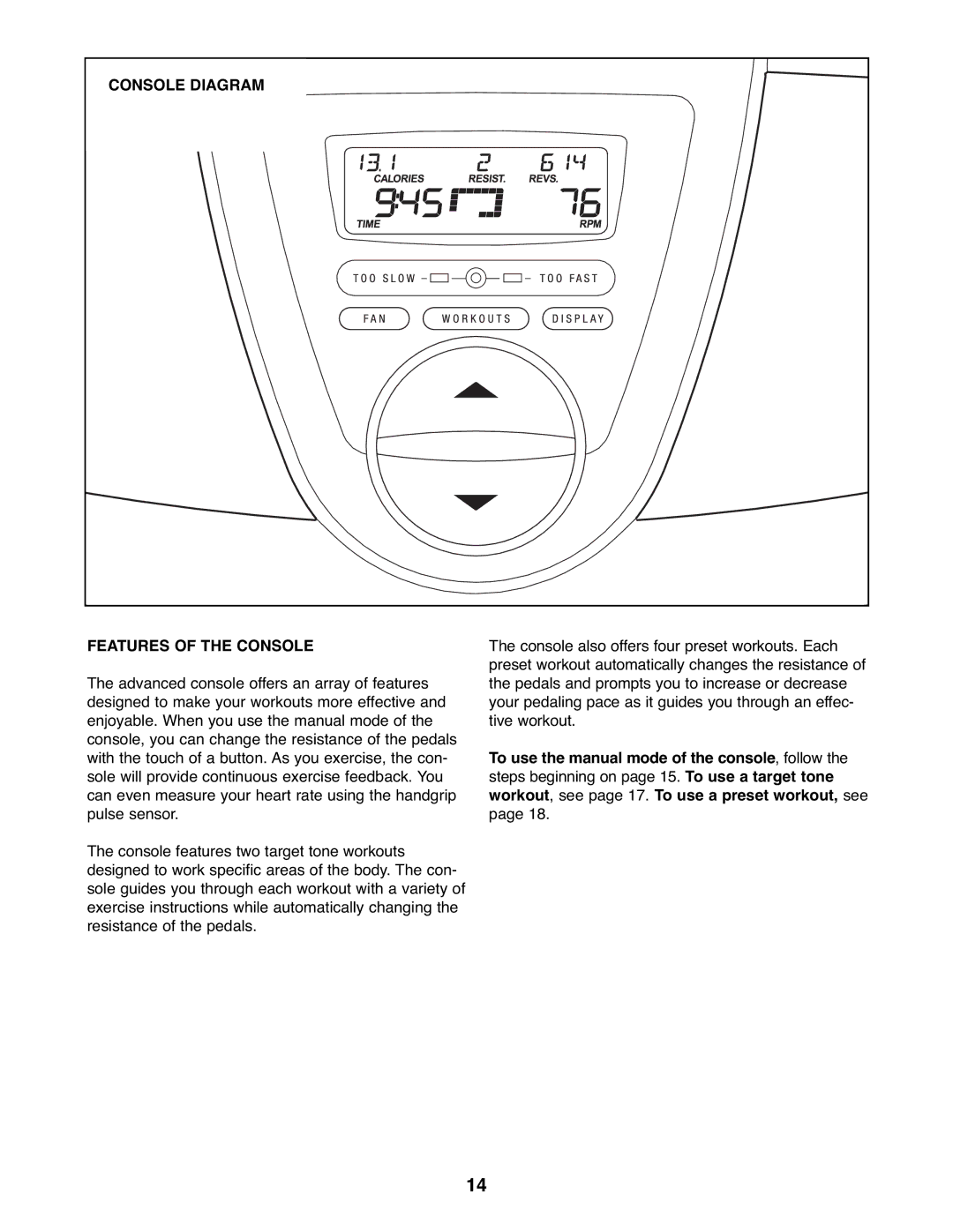 ProForm 831.23743.0 user manual Console Diagram Features of the Console 