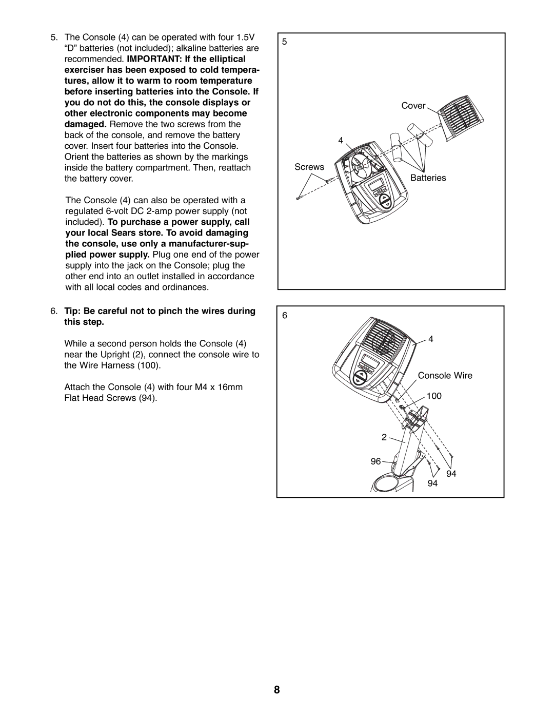 ProForm 831.23743.0 user manual Tip Be careful not to pinch the wires during this step 