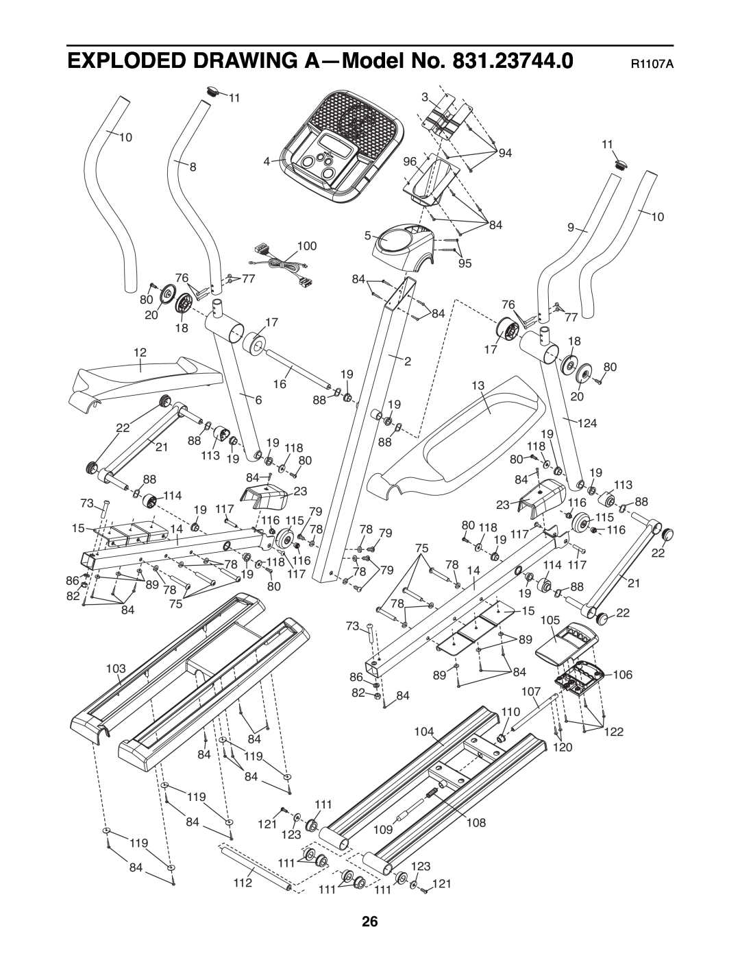 ProForm 831.23744.0 user manual EXPLODED DRAWING A-Model No 