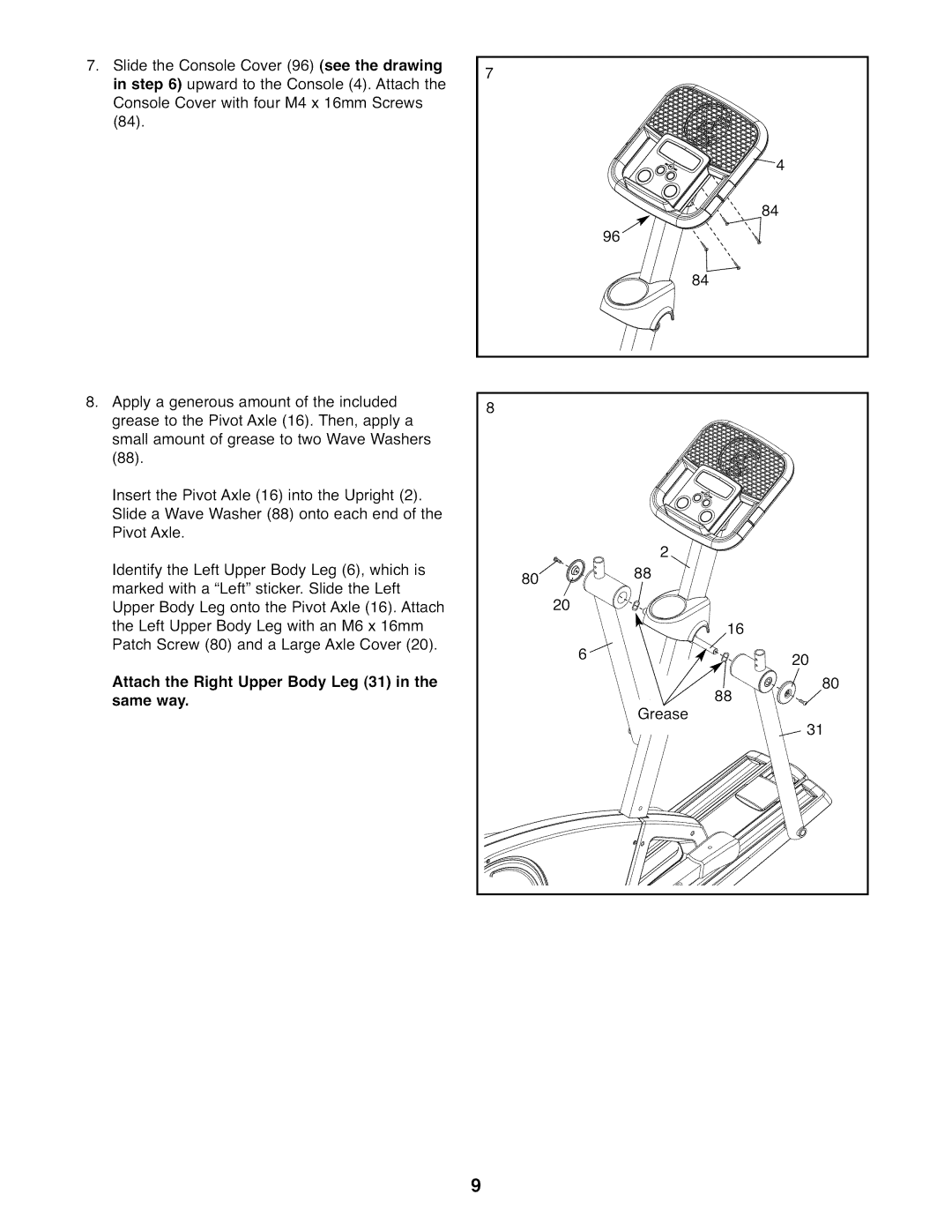 ProForm 831.23844.0 user manual Attach the Right Upper Body Leg 31 Same way 