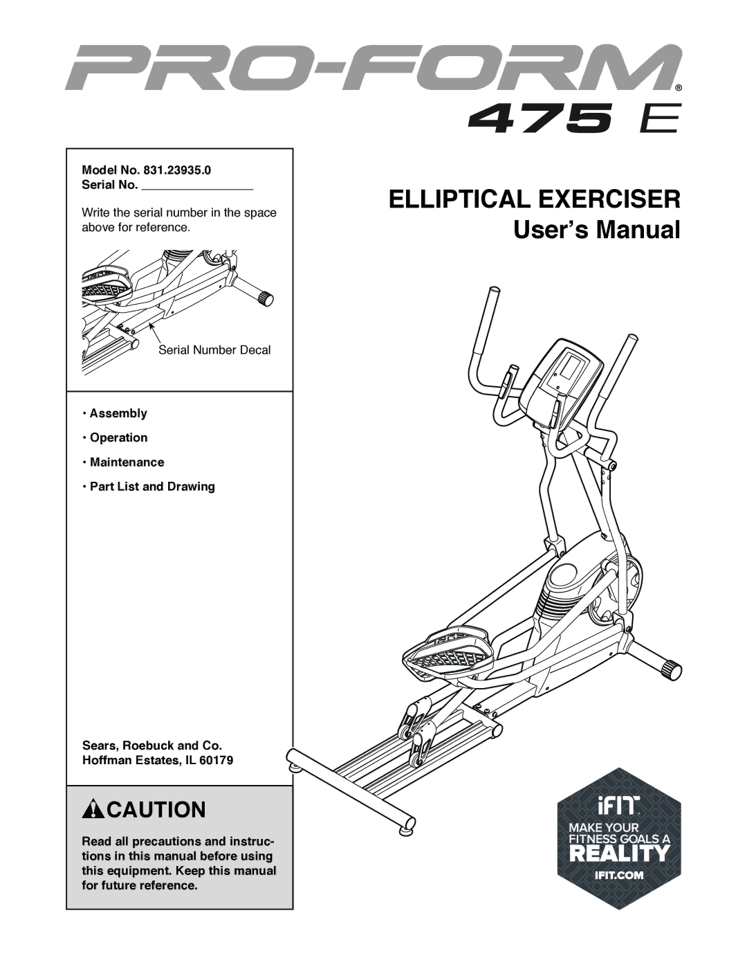 ProForm 831.23935.0 manual #$%, #*&6,-.%&7%0 