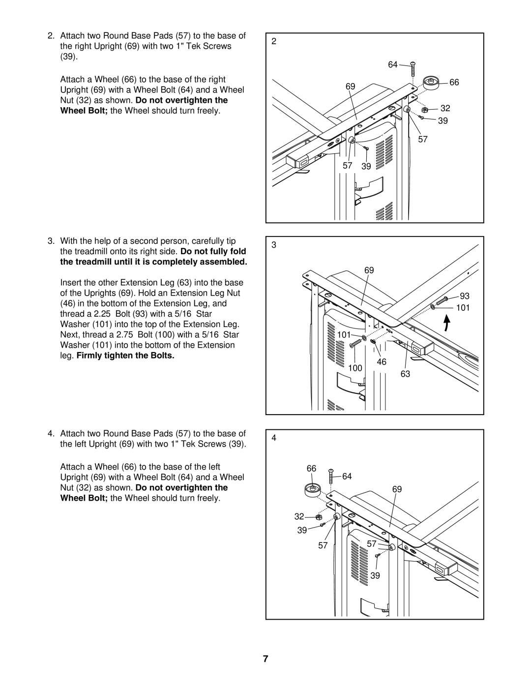ProForm 831.24623.0 user manual Nut 32 as shown. Do not overtighten, Treadmill until it is completely assembled 