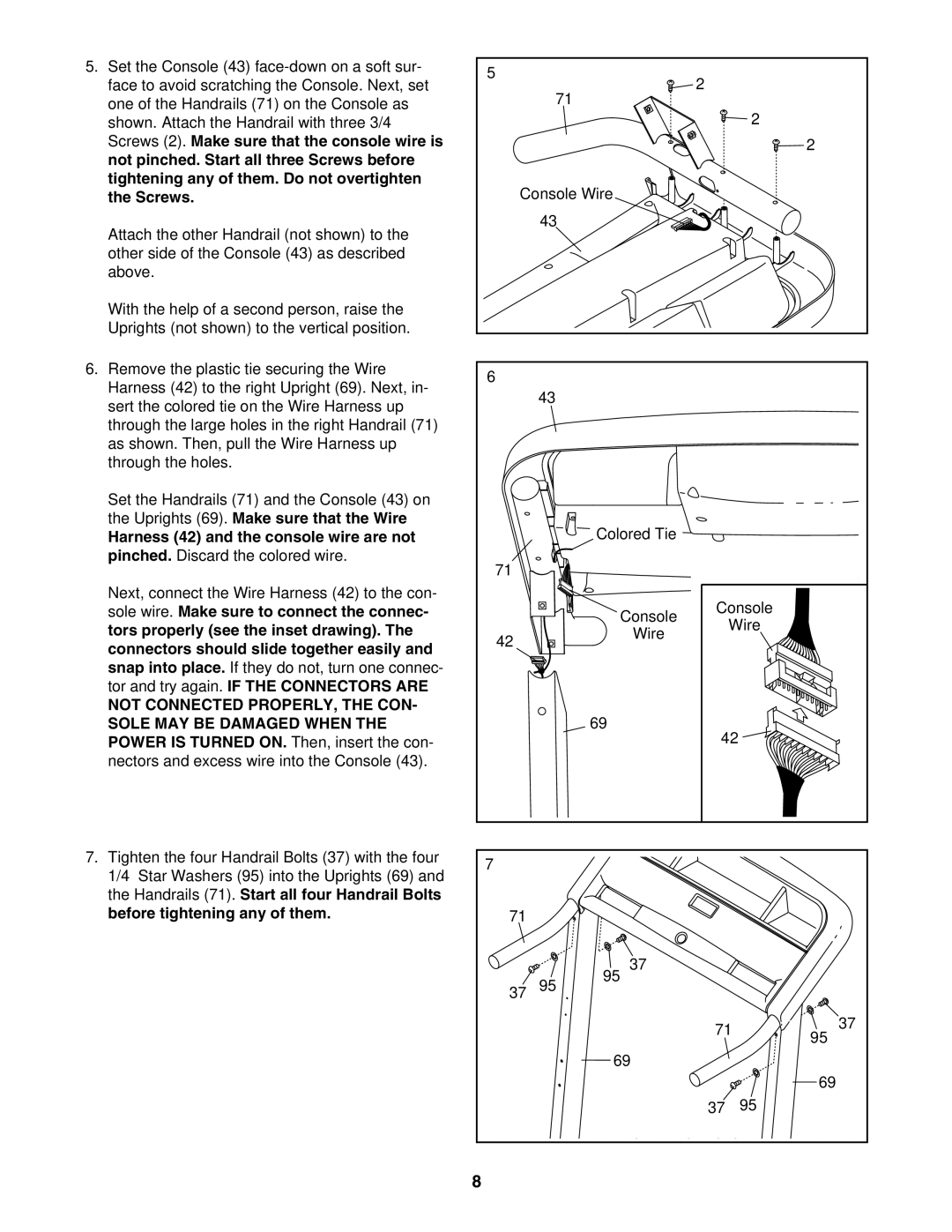 ProForm 831.24633.0 user manual Not Connected PROPERLY, the CON, Sole MAY be Damaged When 