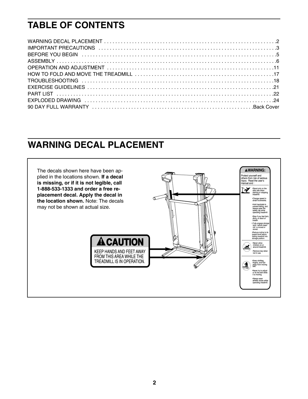 ProForm 831.24723.0 user manual Table of Contents 