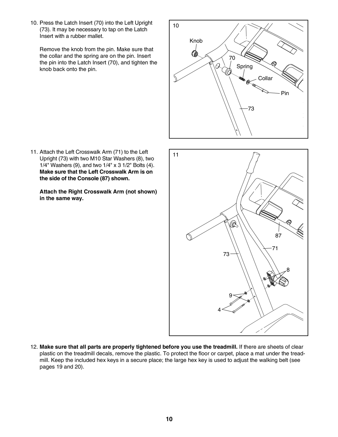 ProForm 831.24723.1 user manual Knob 