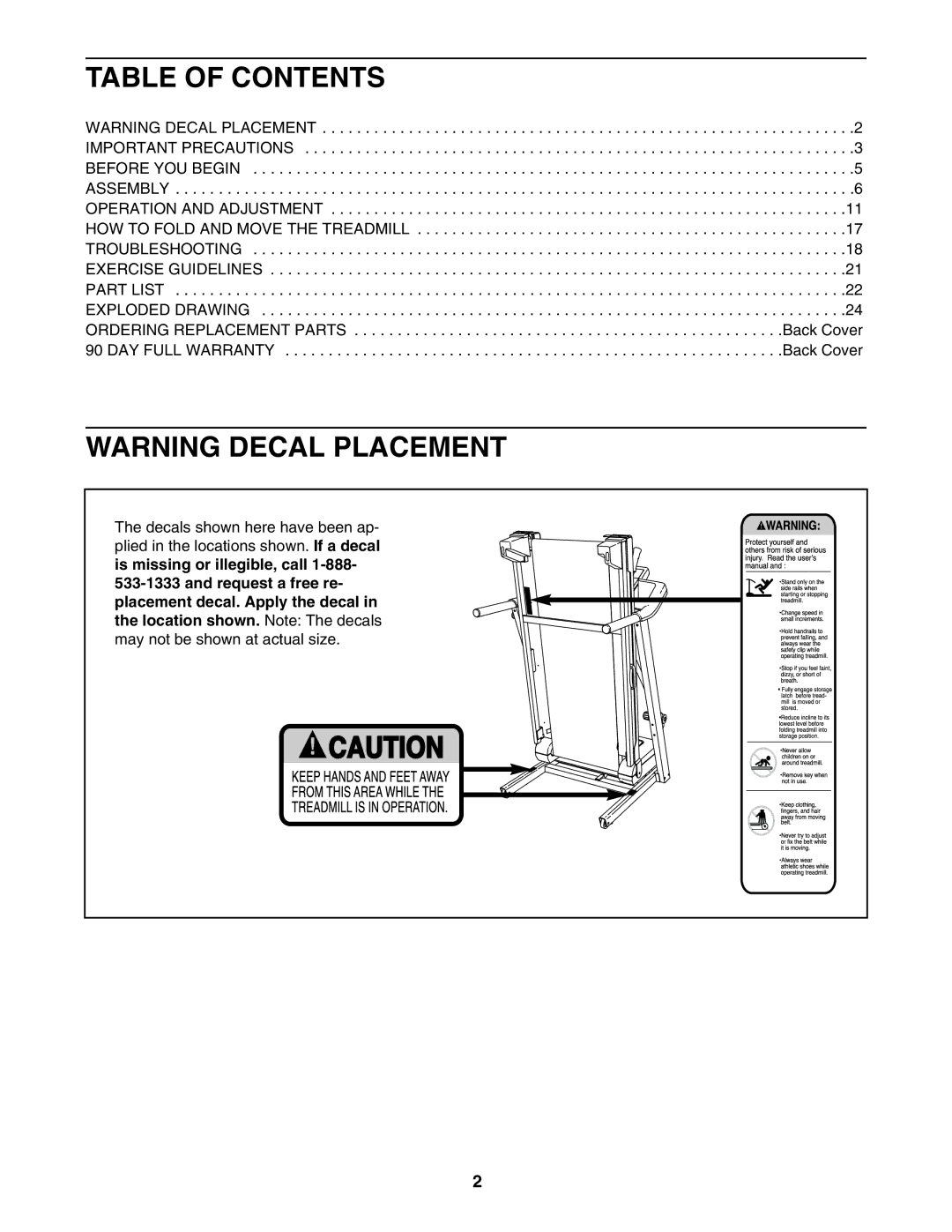 ProForm 831.24723.1 user manual Table of Contents 