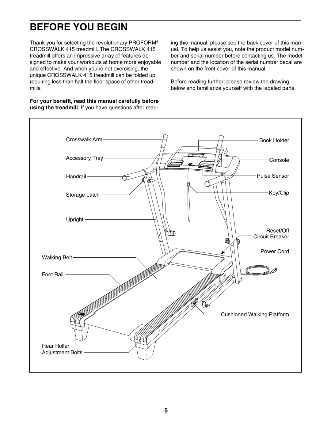 ProForm 831.24723.1 user manual Before YOU Begin 