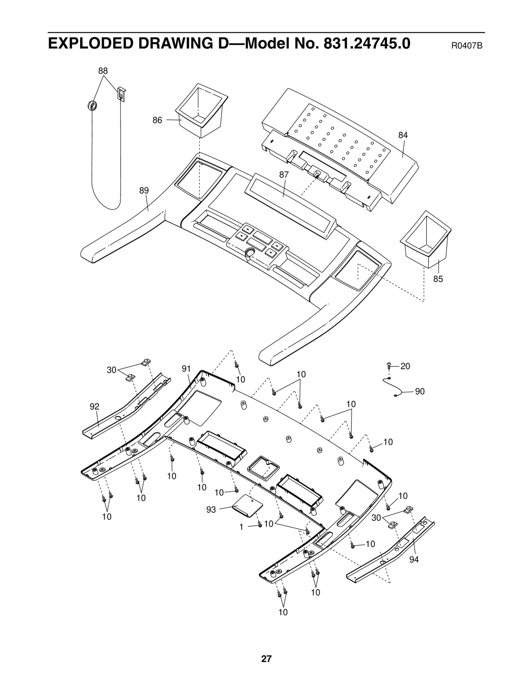 ProForm 831.24745.0 user manual Exploded Drawing D-Model No 