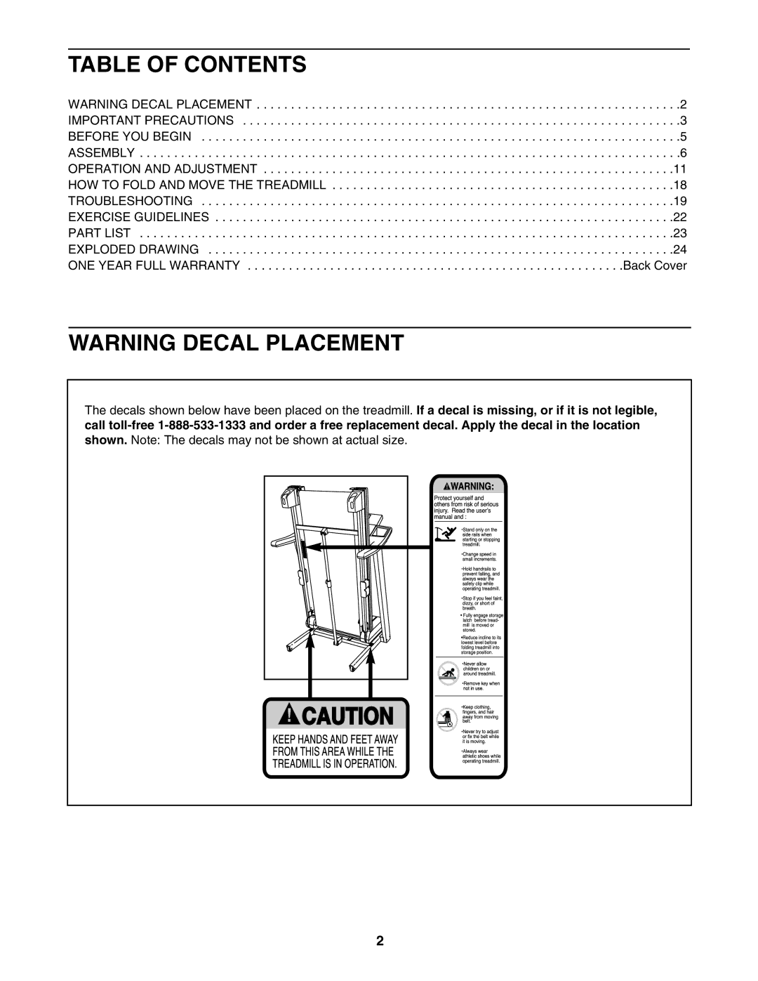 ProForm 831.24745.1 user manual Table of Contents 