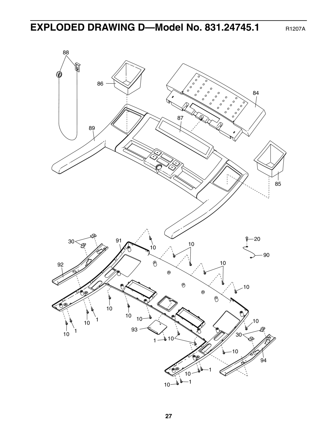 ProForm 831.24745.1 user manual Exploded Drawing D-Model No 