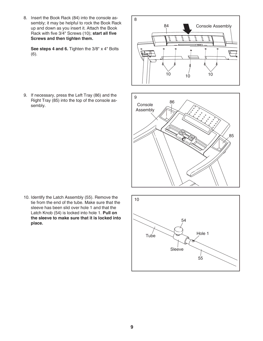 ProForm 831.24745.2 user manual Screws and then tighten them 