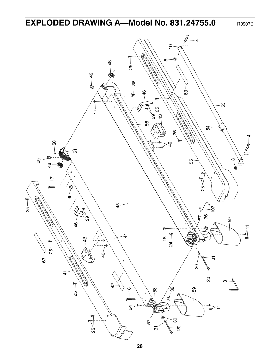 ProForm 831.24755.0 user manual Exploded Drawing A-Model No 