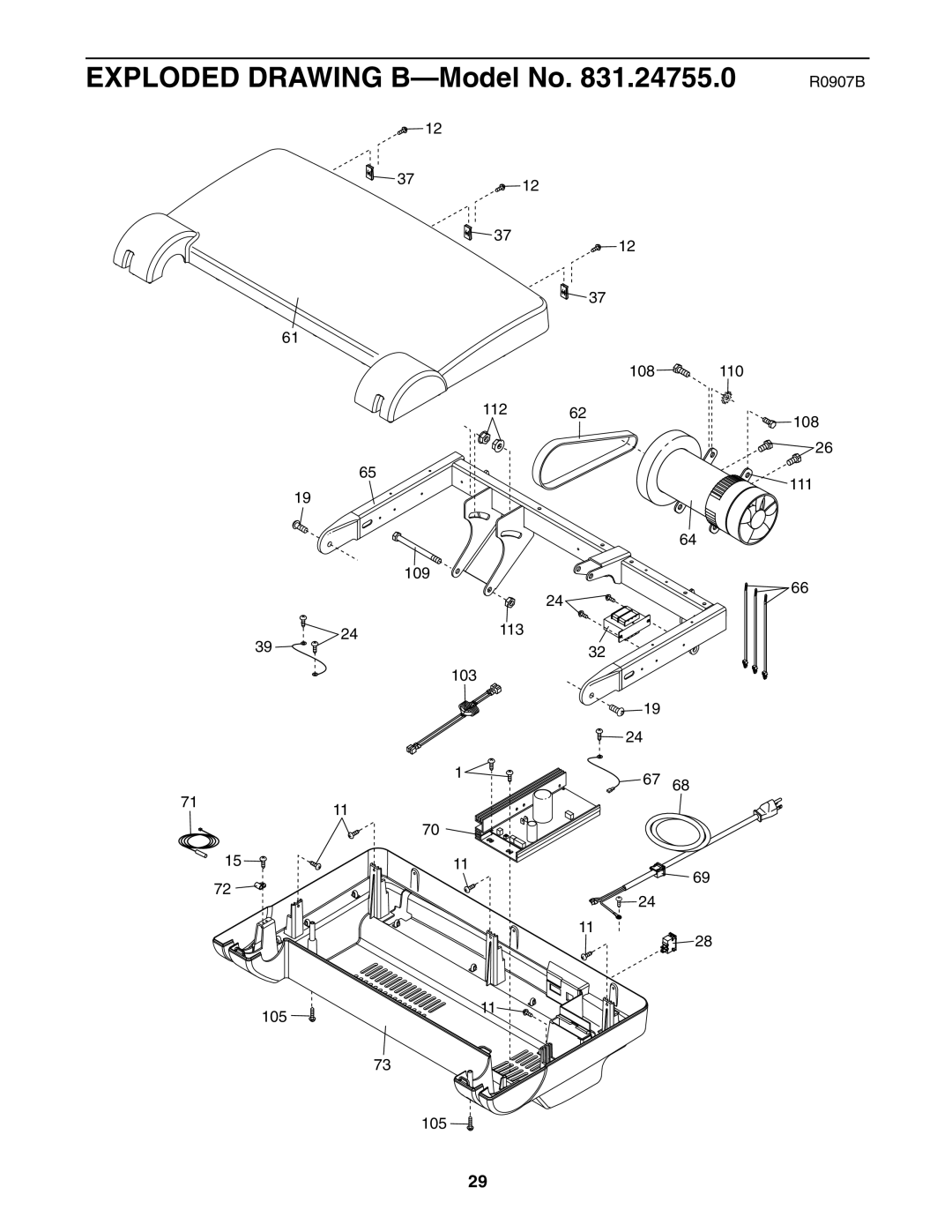 ProForm 831.24755.0 user manual Exploded Drawing B-Model No 