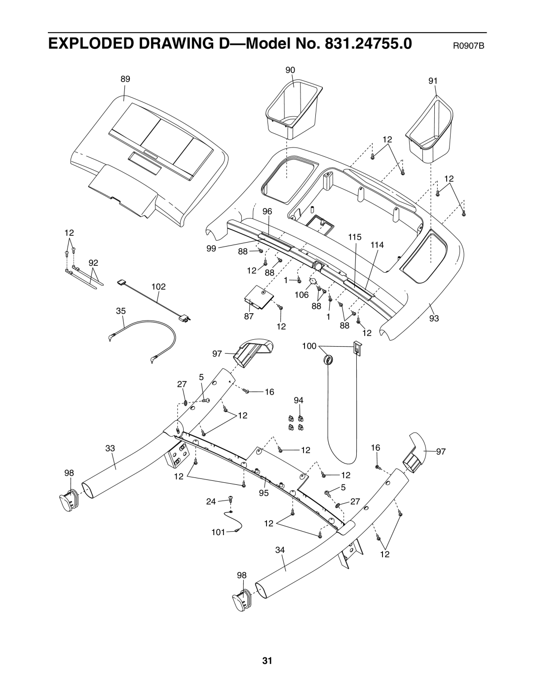 ProForm 831.24755.0 user manual Exploded Drawing D-Model No 