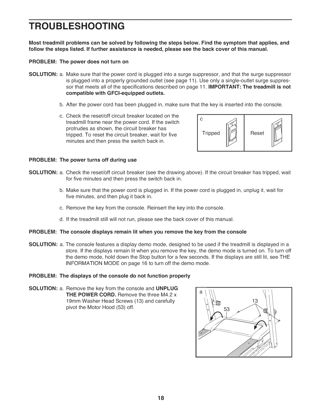 ProForm 831.24813.0 manual Troubleshooting 