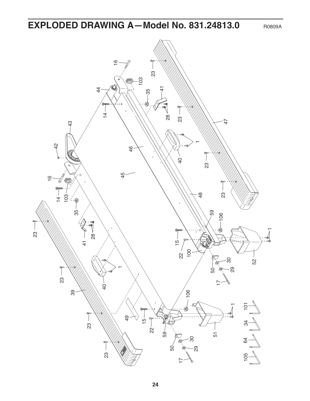 ProForm 831.24813.0 manual Exploded Drawing AmModel No .24813.0 R0809A 