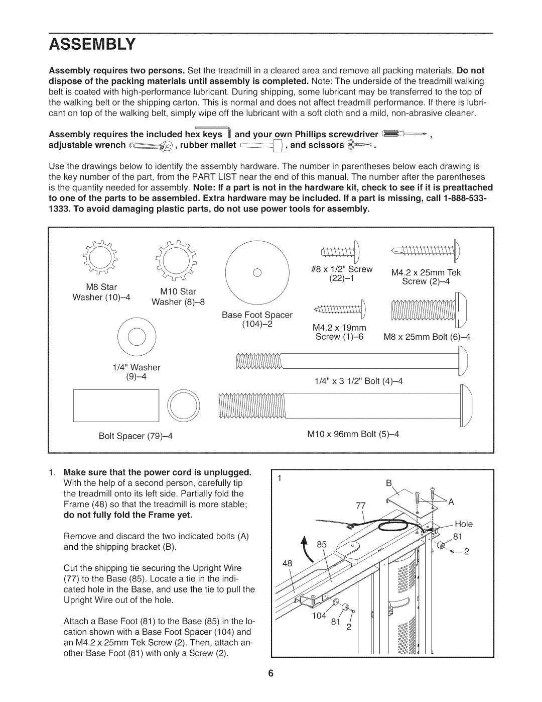 ProForm 831.24813.0 manual Assembly 