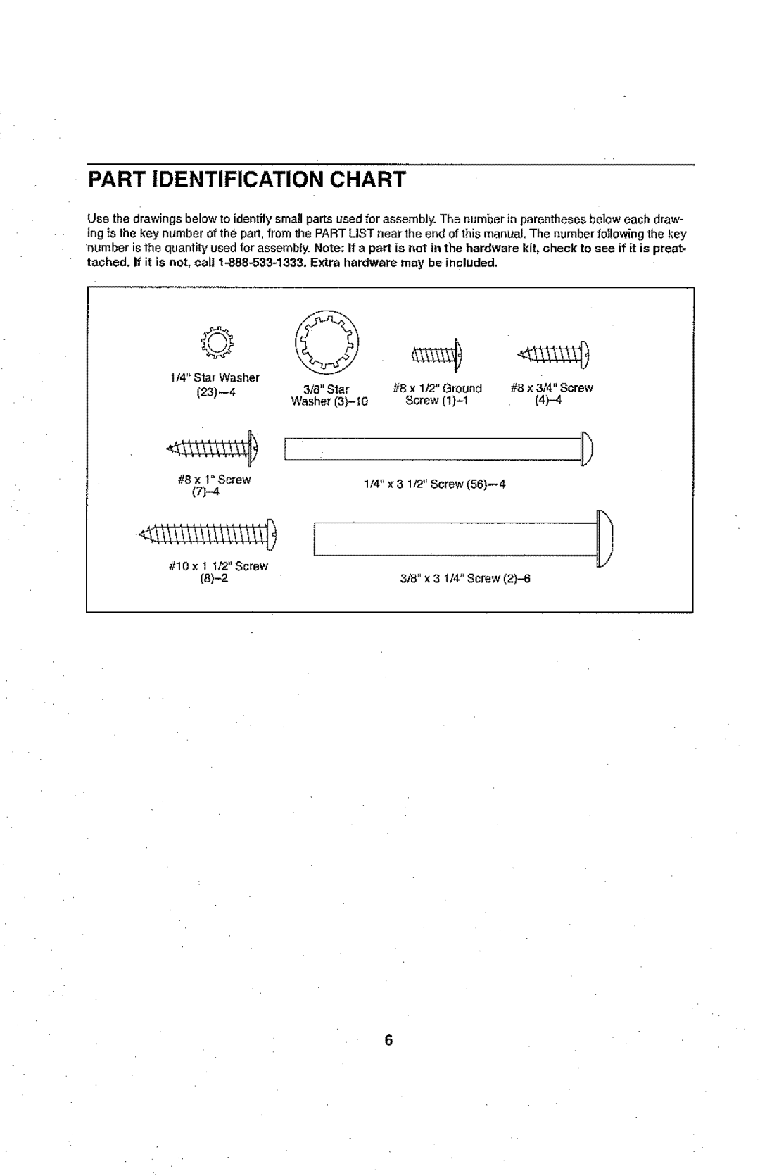 ProForm 831.24843.0 Part Identification Chart, Ing is the key number Part, tram the Part, Extra Hardware may Included 