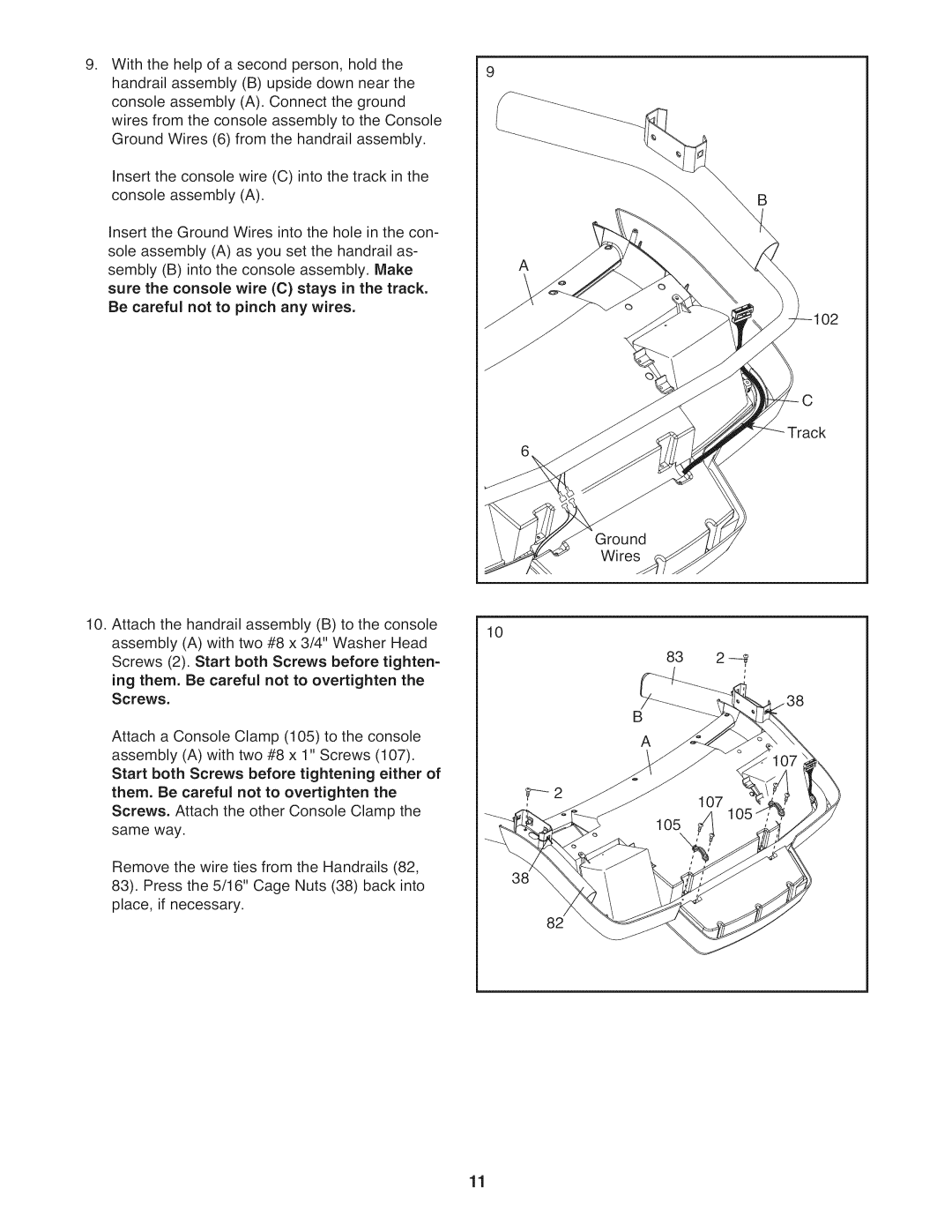 ProForm 831.24966.0 manual Be careful not to pinch any wires 