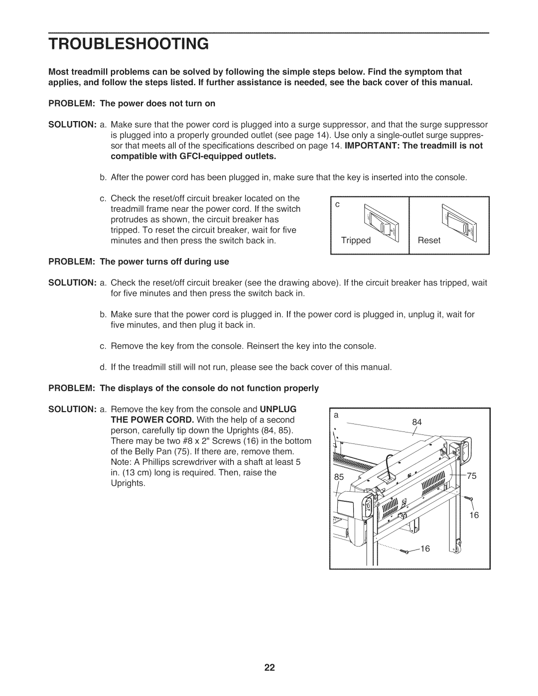 ProForm 831.24966.0 manual Troubleshooting 