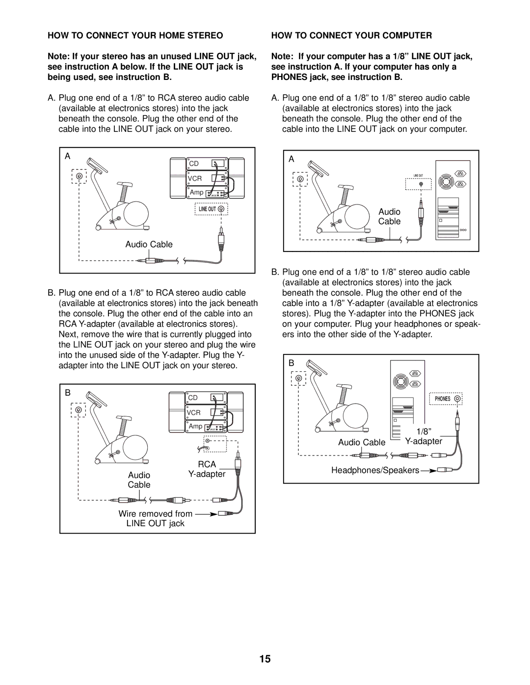 ProForm 831.280181 user manual HOW to Connect Your Home Stereo HOW to Connect Your Computer 