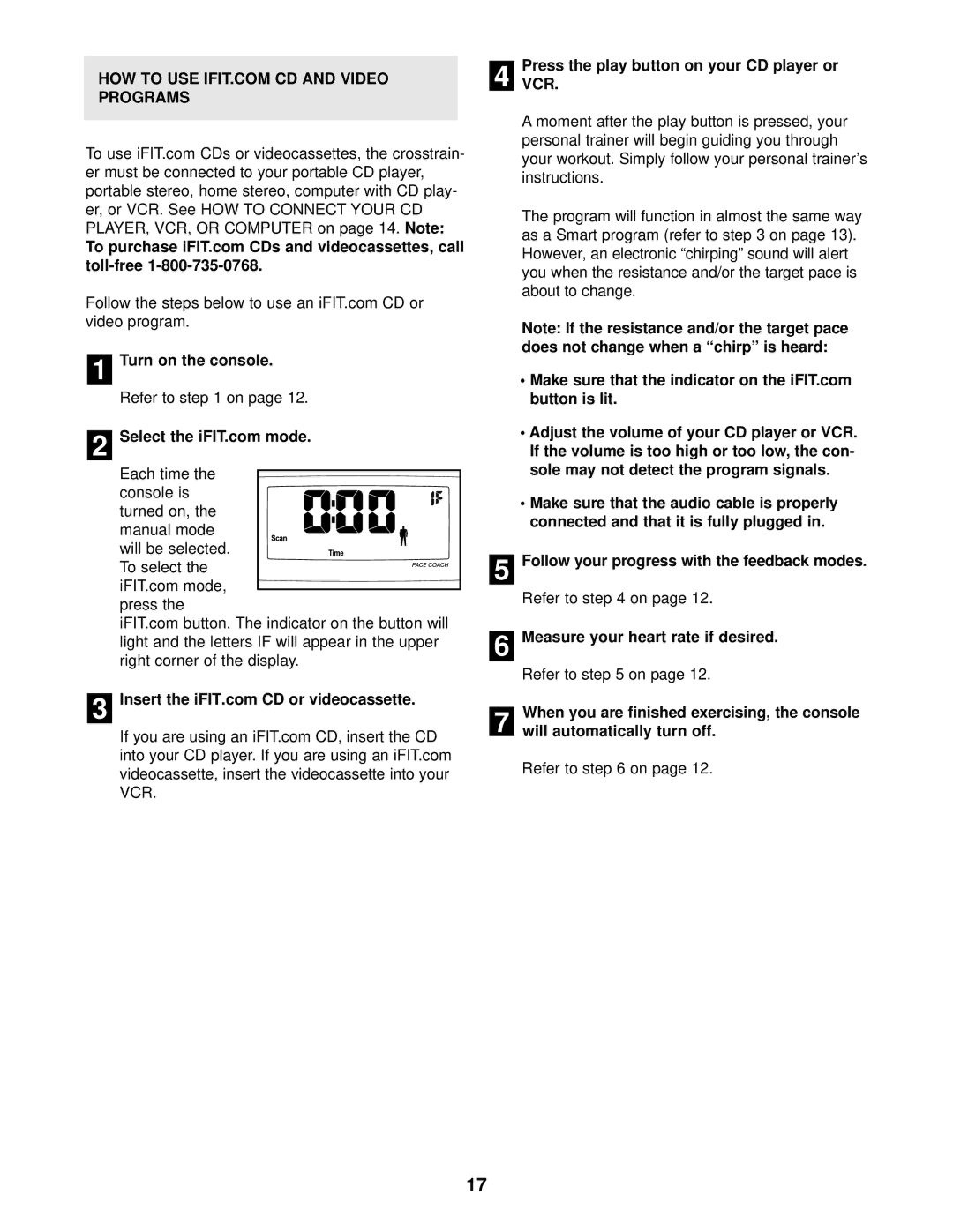 ProForm 831.280182 user manual Programs, Toll-free, Follow your progress with the feedback modes 