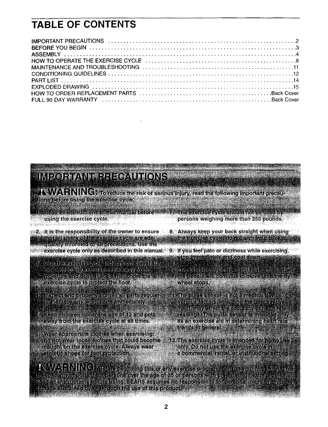 ProForm 831.28317 user manual Contents 