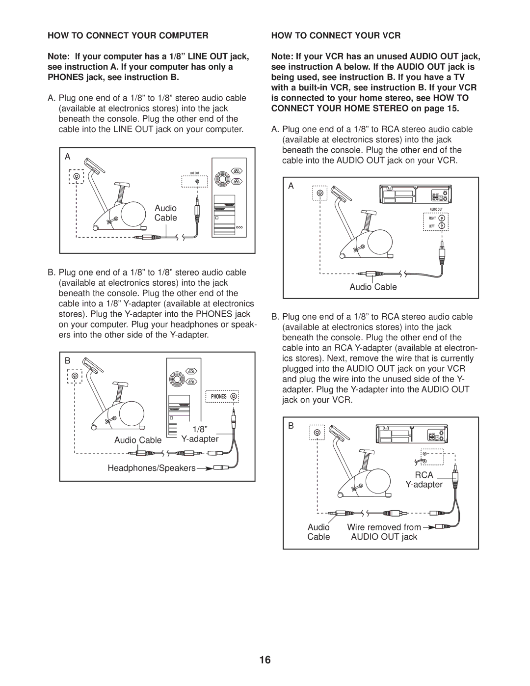 ProForm 831.283180 user manual HOW to Connect Your Computer, HOW to Connect Your VCR 