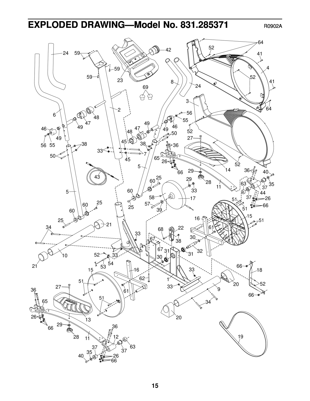 ProForm 831.285371 user manual EXPLODED DRAWING-Model No, 3735, R0902A 