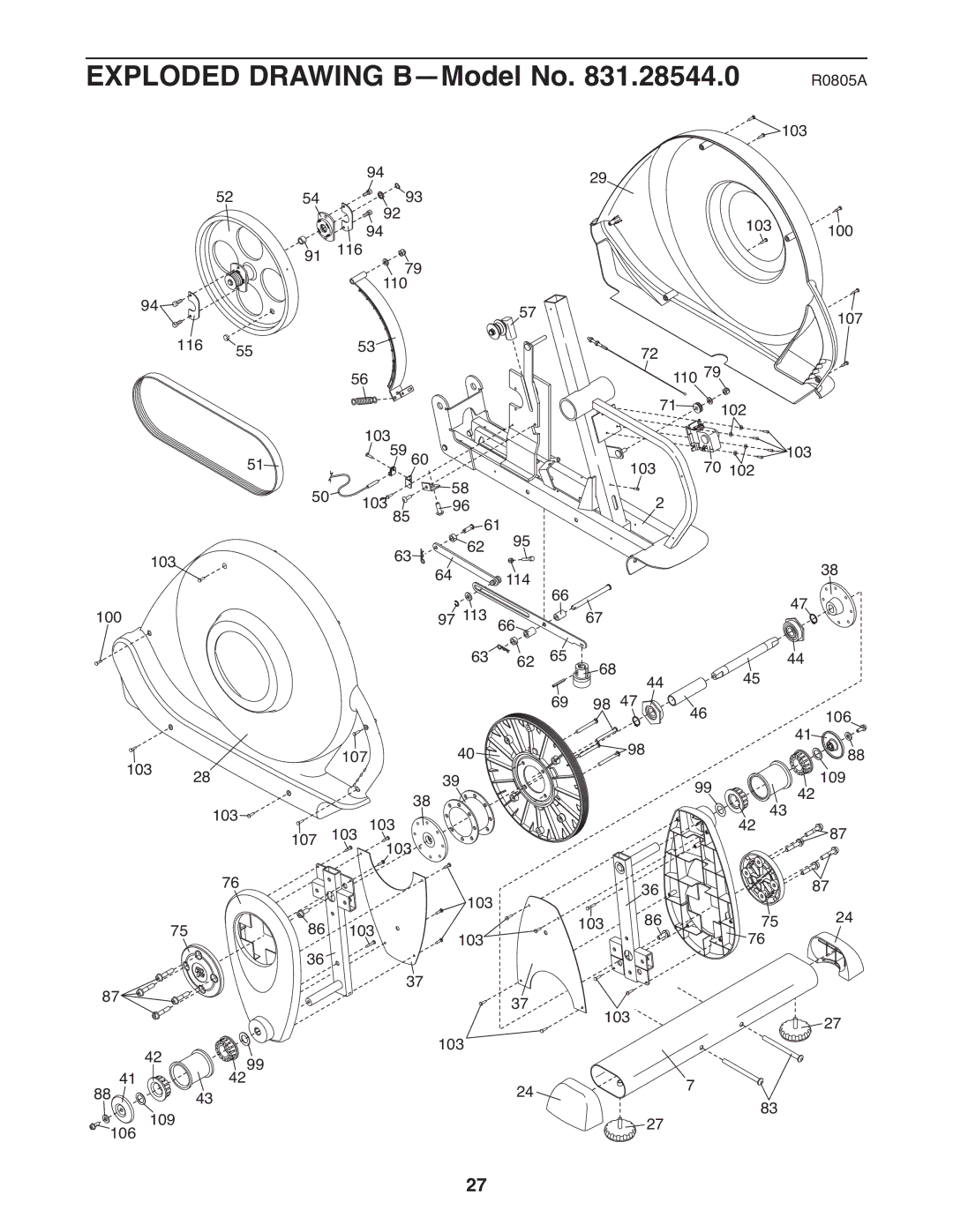 ProForm 831.28544.0 user manual Exploded Drawing B-Model No 