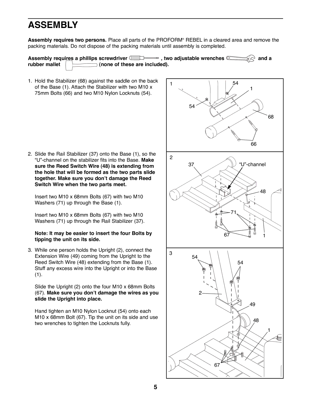 ProForm 831.285870 manual Assembly 