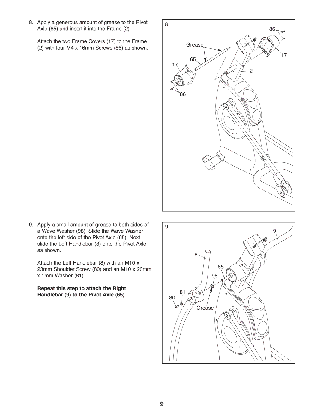 ProForm 831.28645.0 user manual Grease 