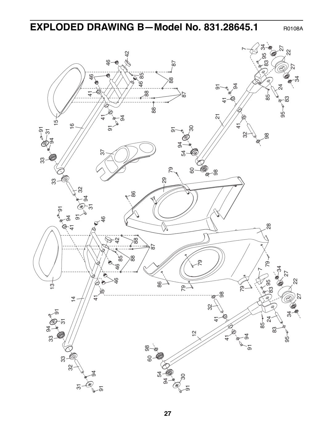 ProForm 831.28645.1 user manual Exploded Drawing B-Model No 