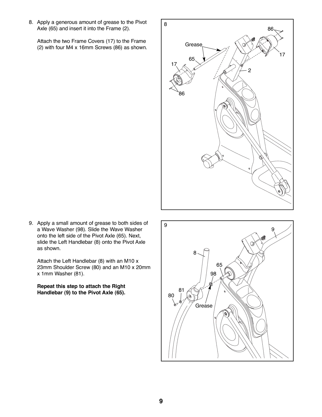 ProForm 831.28645.1 user manual Grease 