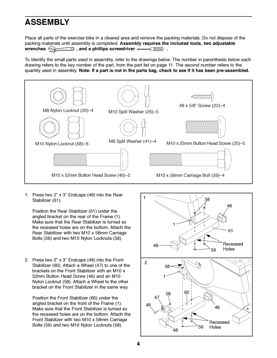 ProForm 831.288271 user manual Assembly, Wrenches , and a phillips screwdriver 