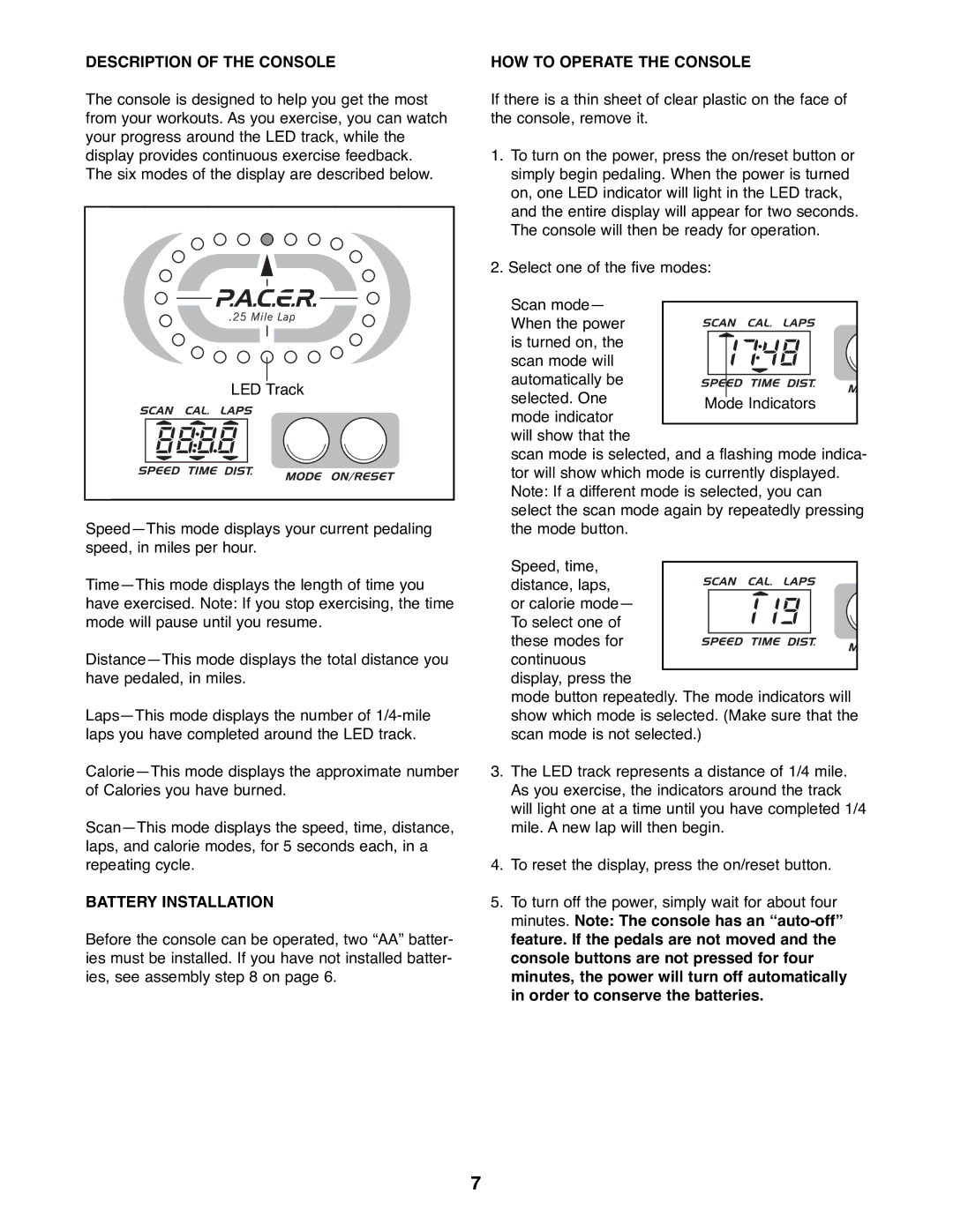 ProForm 831.288272 manual Description of the Console, Battery Installation, HOW to Operate the Console 