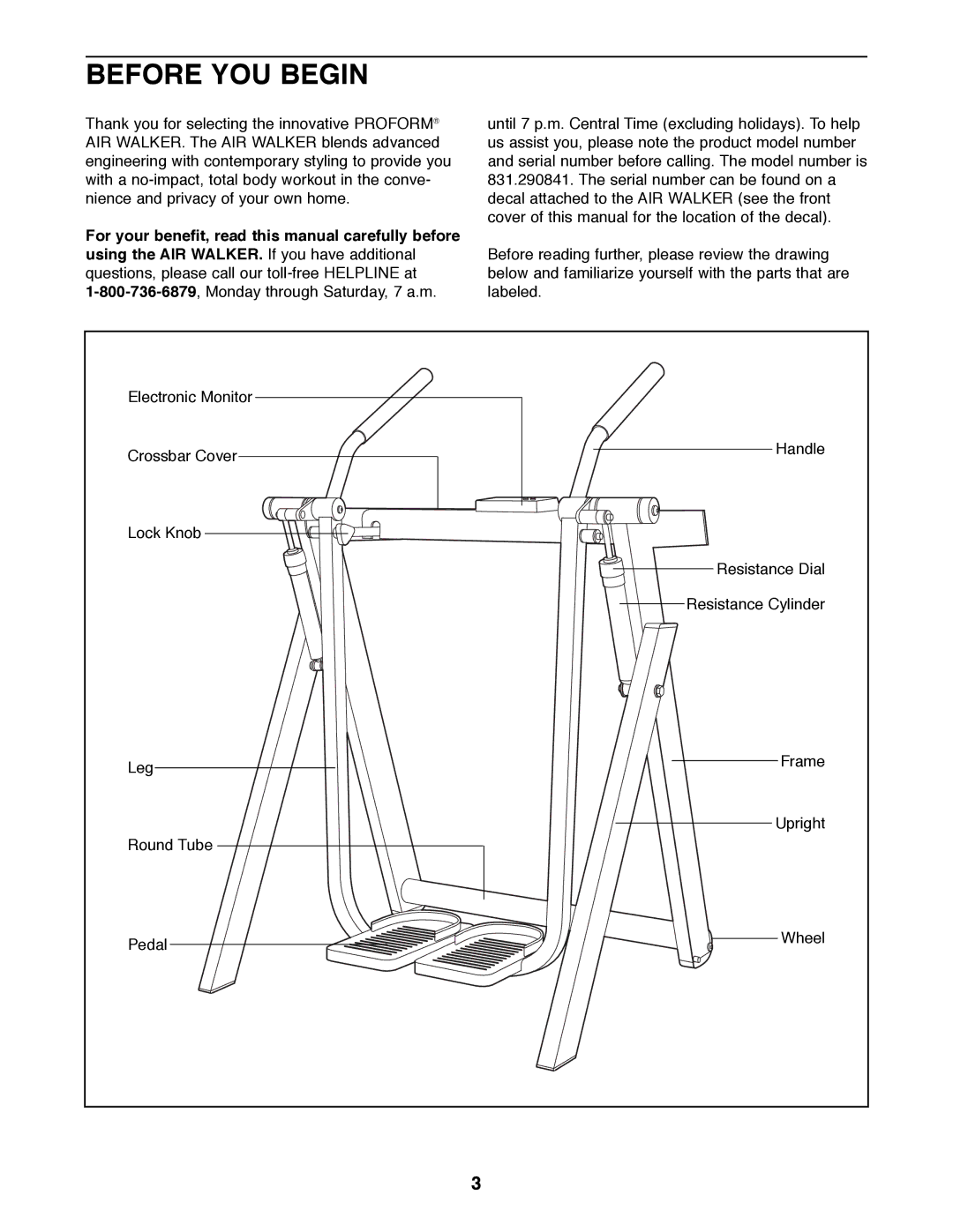 ProForm 831.290841 user manual Before YOU Begin 