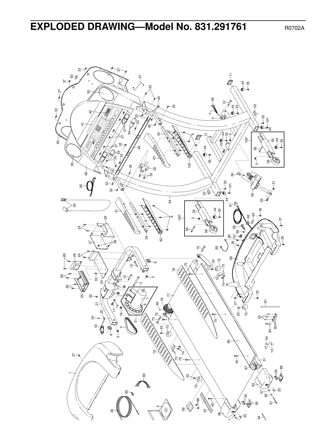 ProForm 831.291761 user manual Exploded DRAWING-Model No 