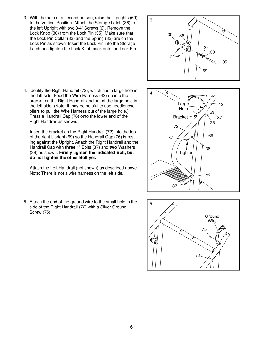 ProForm 831.293032 user manual Insert the bracket on the Right Handrail 72 into the top, Handrail Cap with 