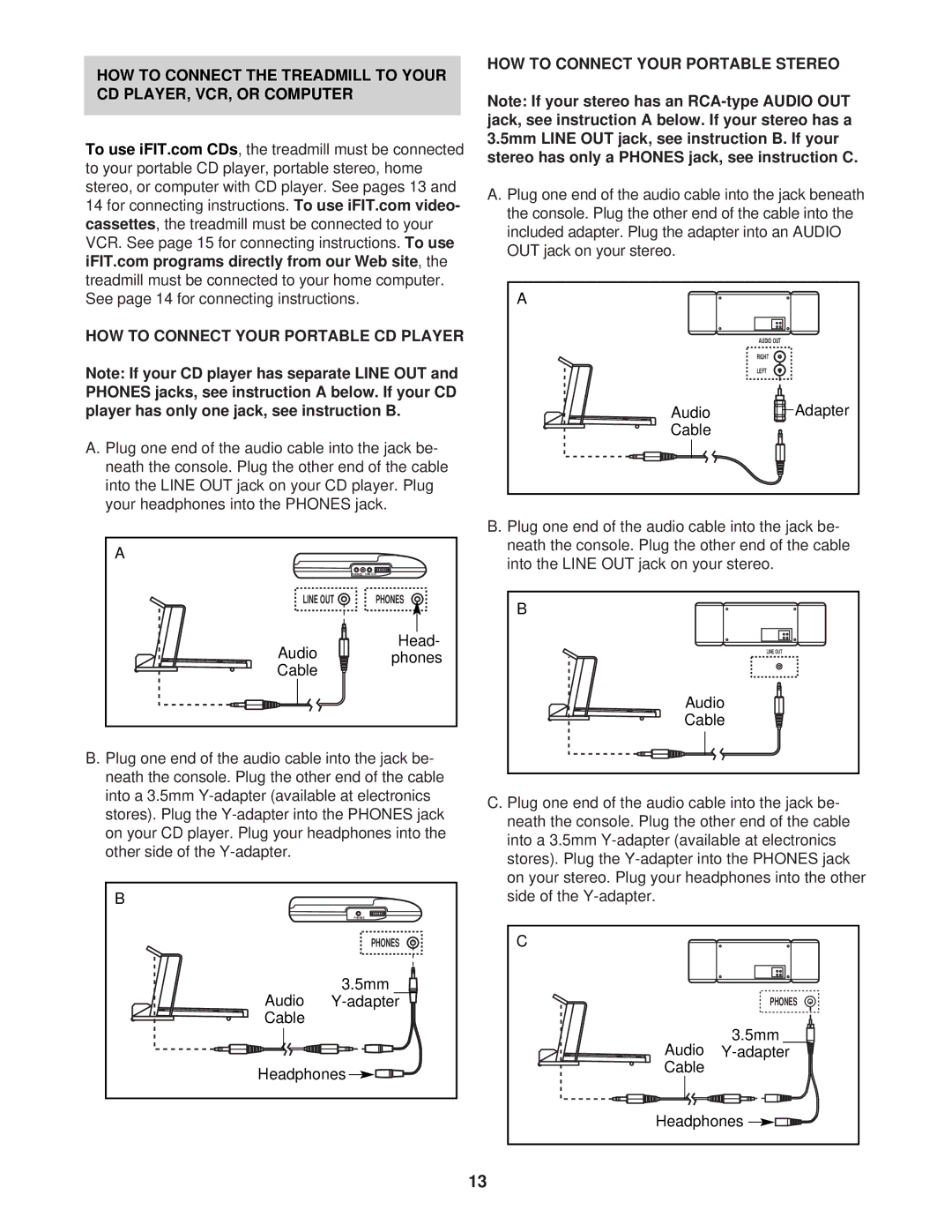 ProForm 831.293041 user manual HOW to Connect Your Portable Stereo 