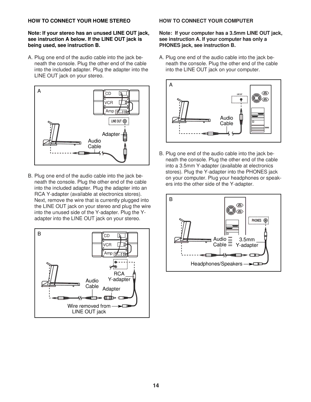 ProForm 831.293041 user manual HOW to Connect Your Home Stereo HOW to Connect Your Computer 